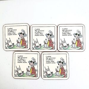 Set of 5 Maxine Coasters "I Value the Opinions of Others When They Match Mine"